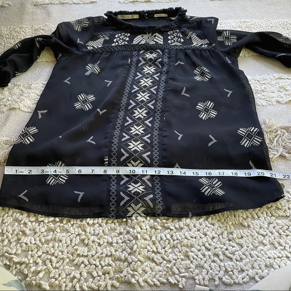 Maison Scotch Mademoiselle Top Blouse Black Aztec - Picture 14 of 16